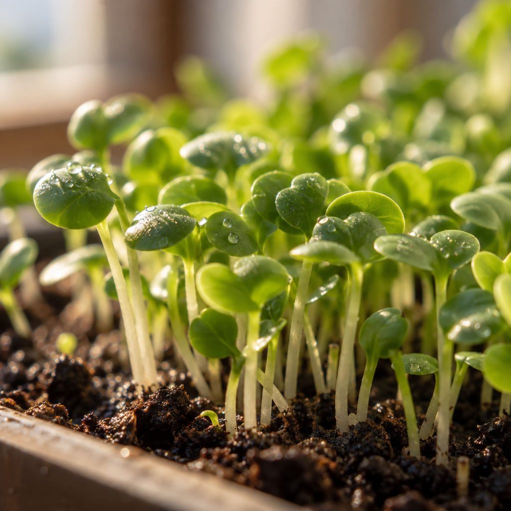 Piccole foglie verdi di microgreens
